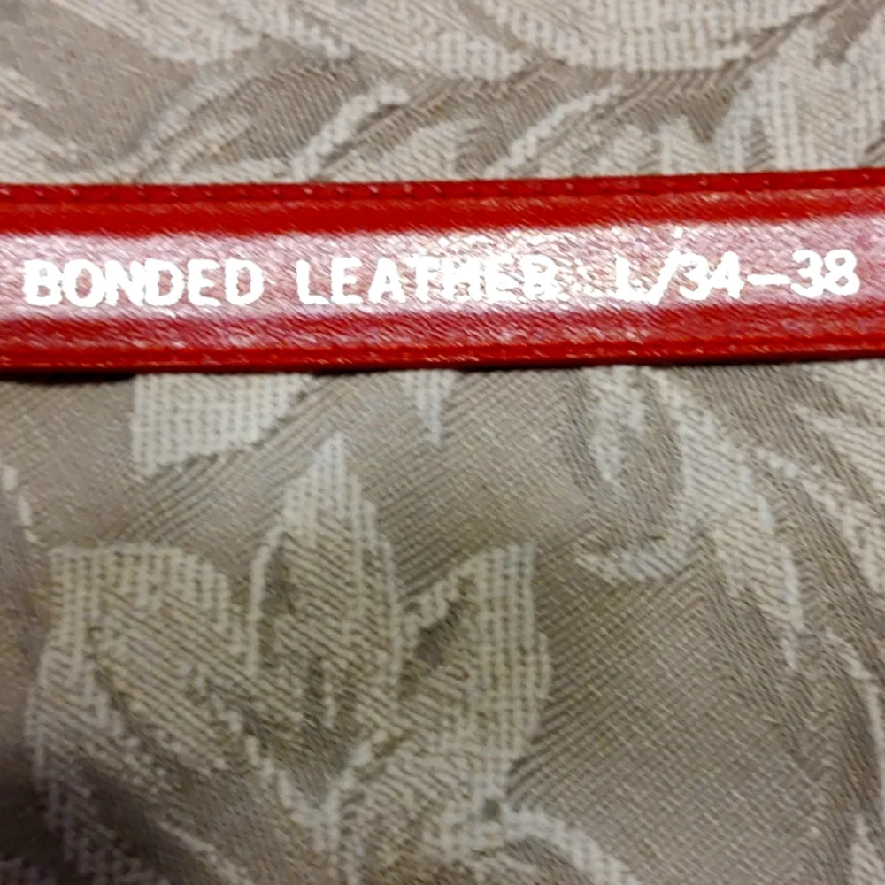🍒 Lovely Vintage 70's Cherry Red Genuine Bonded Leather & Gold Belt - M/L - Picture 14 of 16